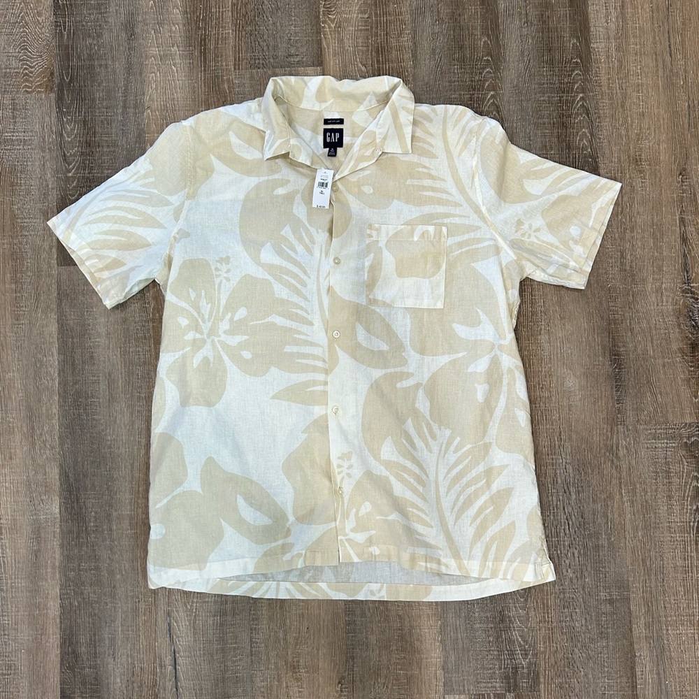 Palm print button up shirt